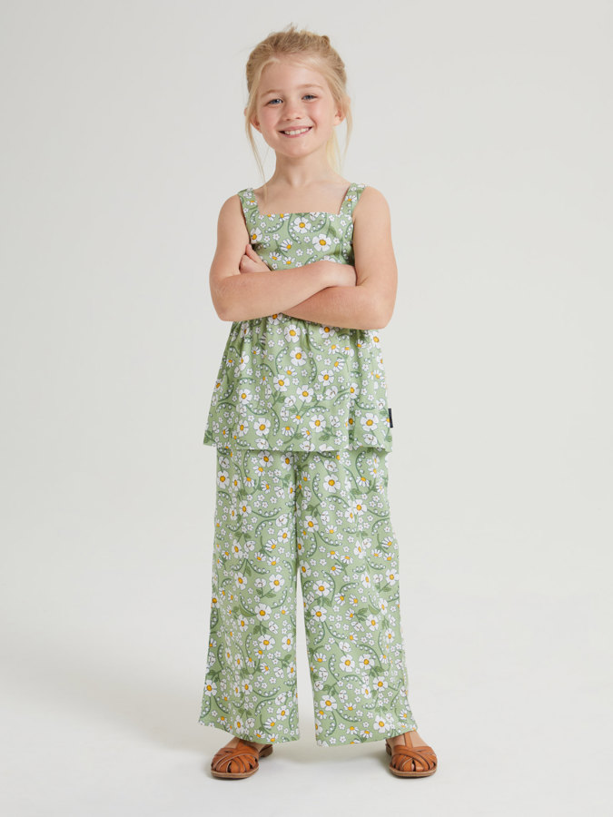 Ankellang bukse blomstret Ankellang bukse blomstret