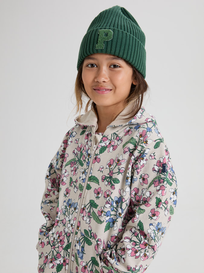 Hoodie med lomme blomstret