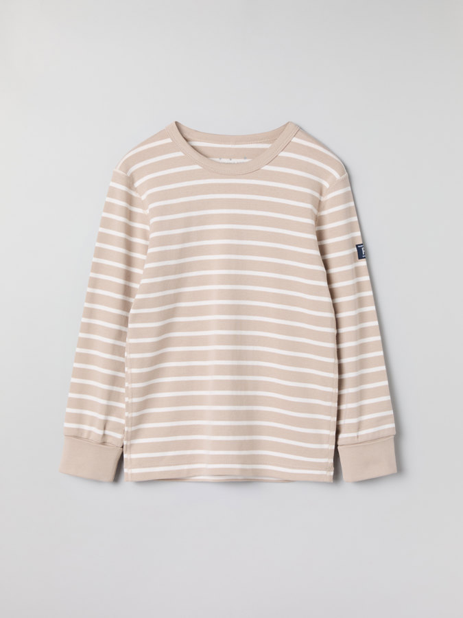 Pyjamas med nedbrettbare vrangborder stripet Pyjamas med nedbrettbare vrangborder stripet