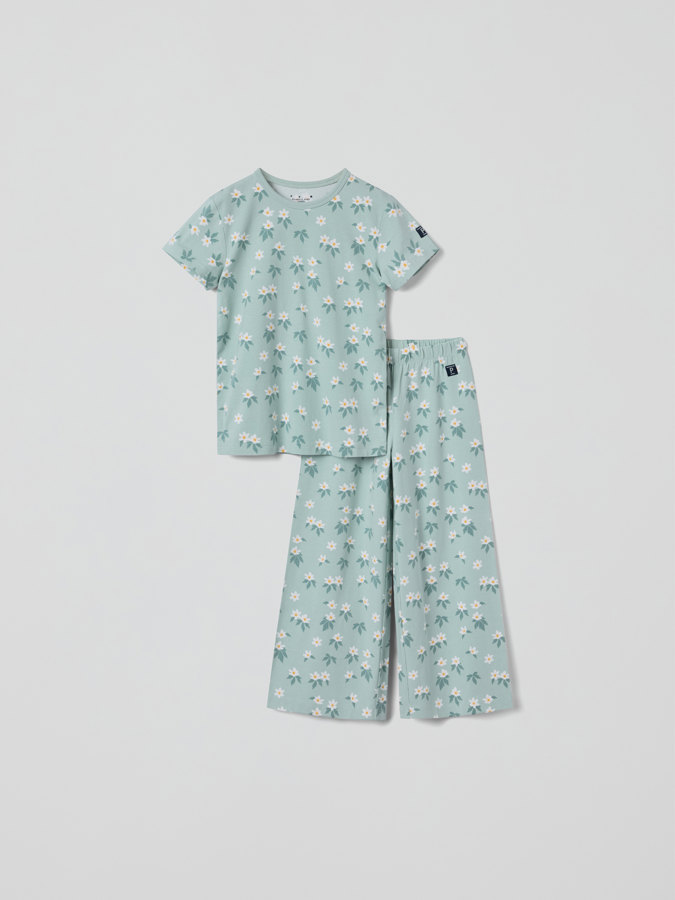 Kortermet pyjamas blomster