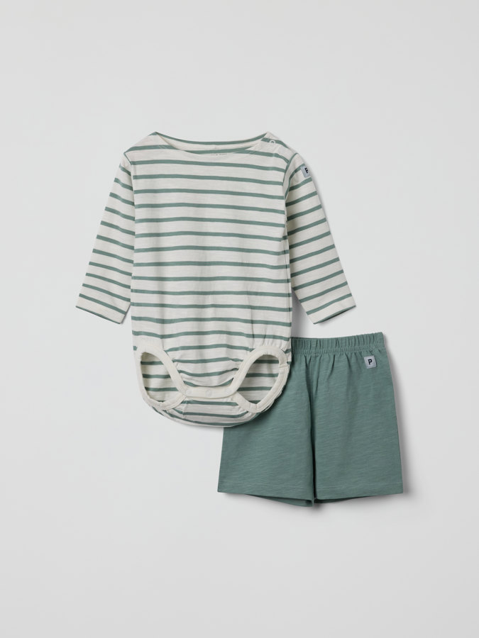 Sett med body og shorts stripet