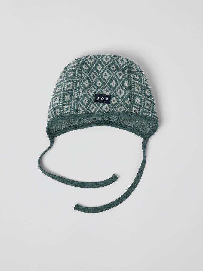 Hjelmlue merinoull jacquard