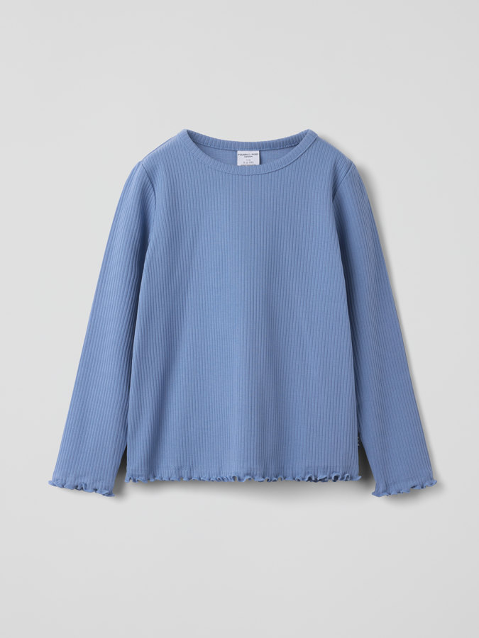Ribbestrikket topp med lange ermer