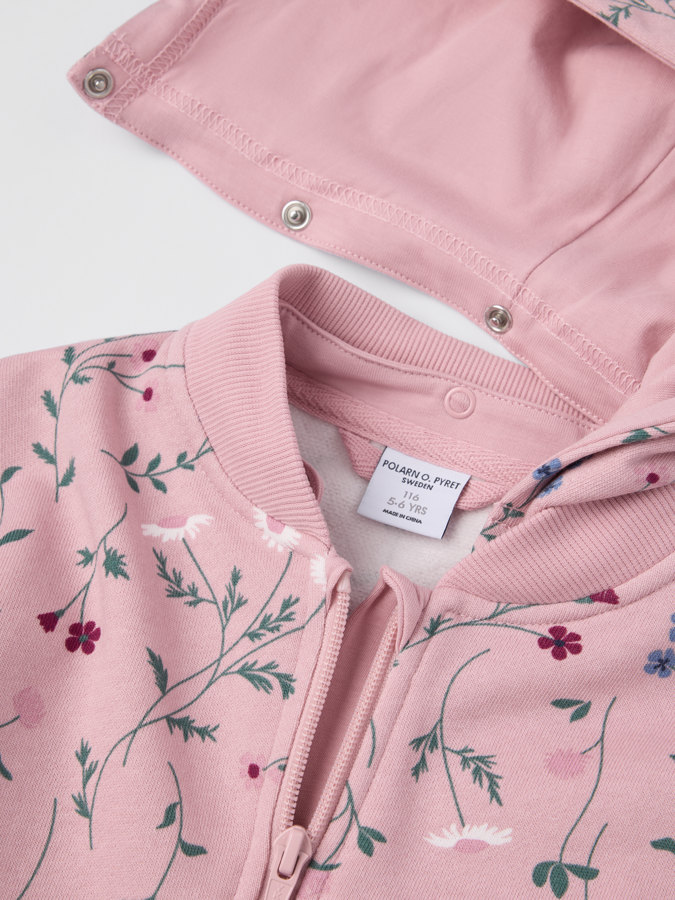 Hoodie med lomme blomstret