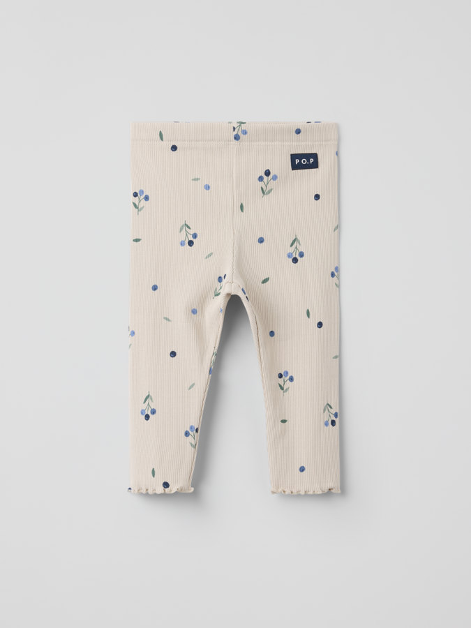 Ribbestrikket tights blåbær