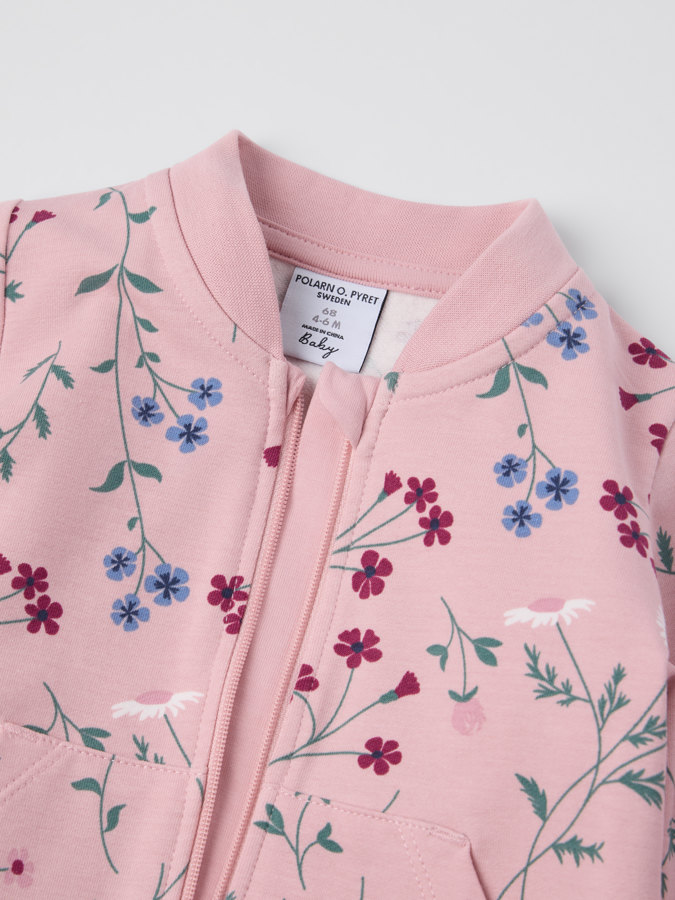 Sweatsoverall med lomme blomstrete