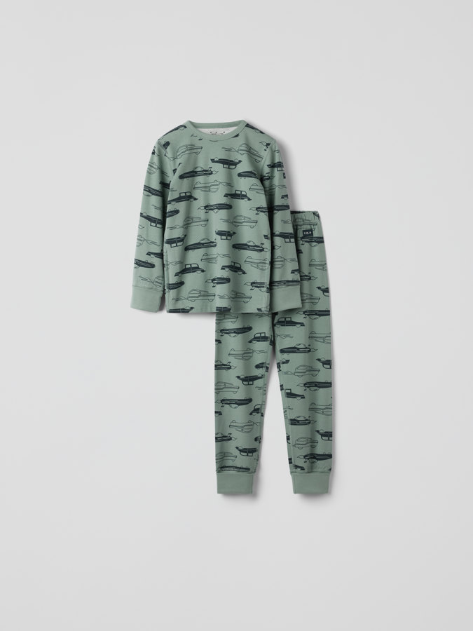 Pyjamas med nedbrettbare vrangborder biler