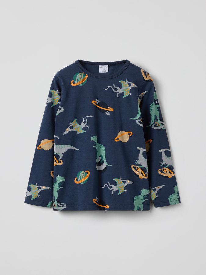 Langermet t-skjorte med dinosaurer