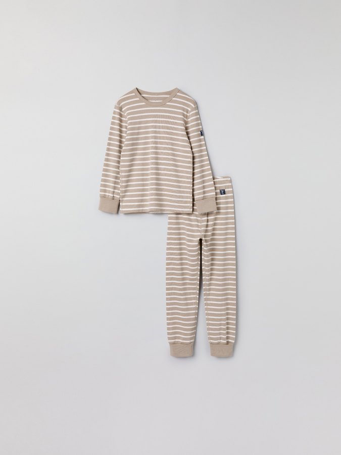 Pyjamas med nedbrettbare vrangborder stripet