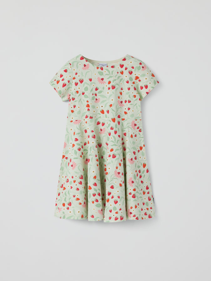 Kortermet snurrekjole jordbær