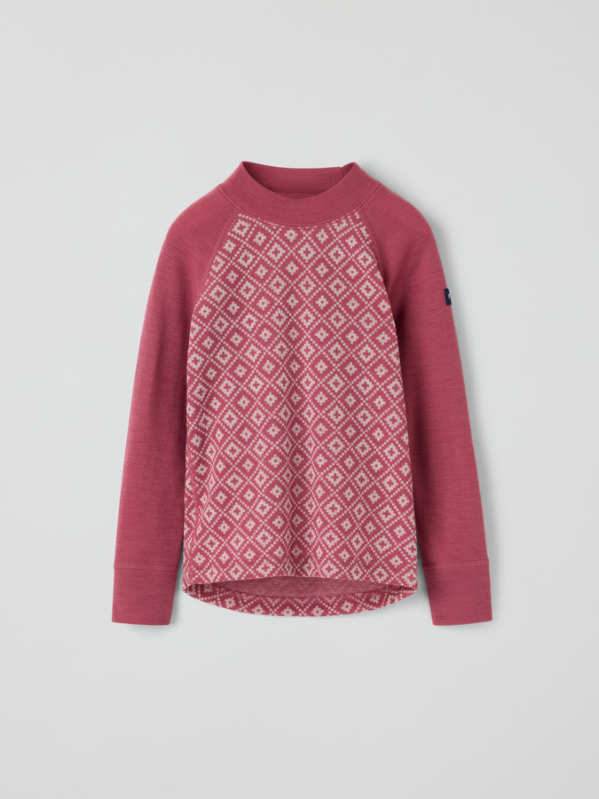 Langermet undertrøye merinoull jacquard Langermet undertrøye merinoull jacquard