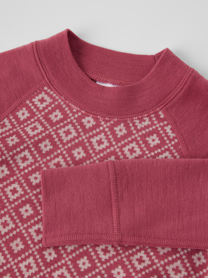 Langermet undertrøye merinoull jacquard