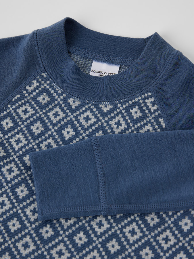 Langermet undertrøye merinoull jacquard Langermet undertrøye merinoull jacquard