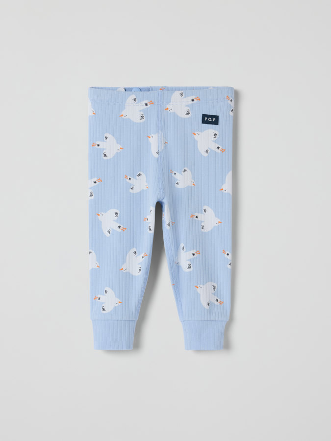 Ribbestrikket bukse fugler