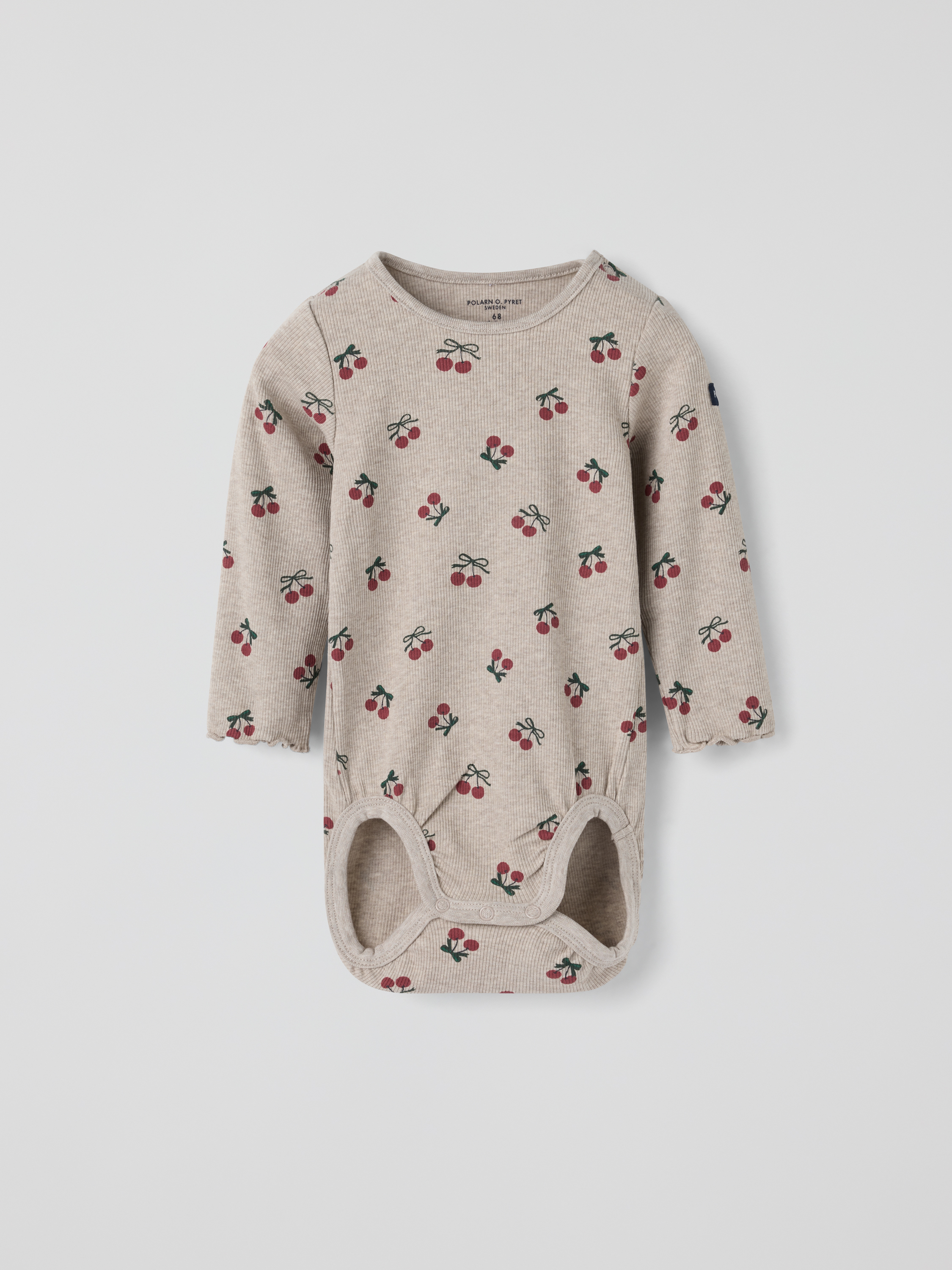 Ribbestrikket body kirsebær baby