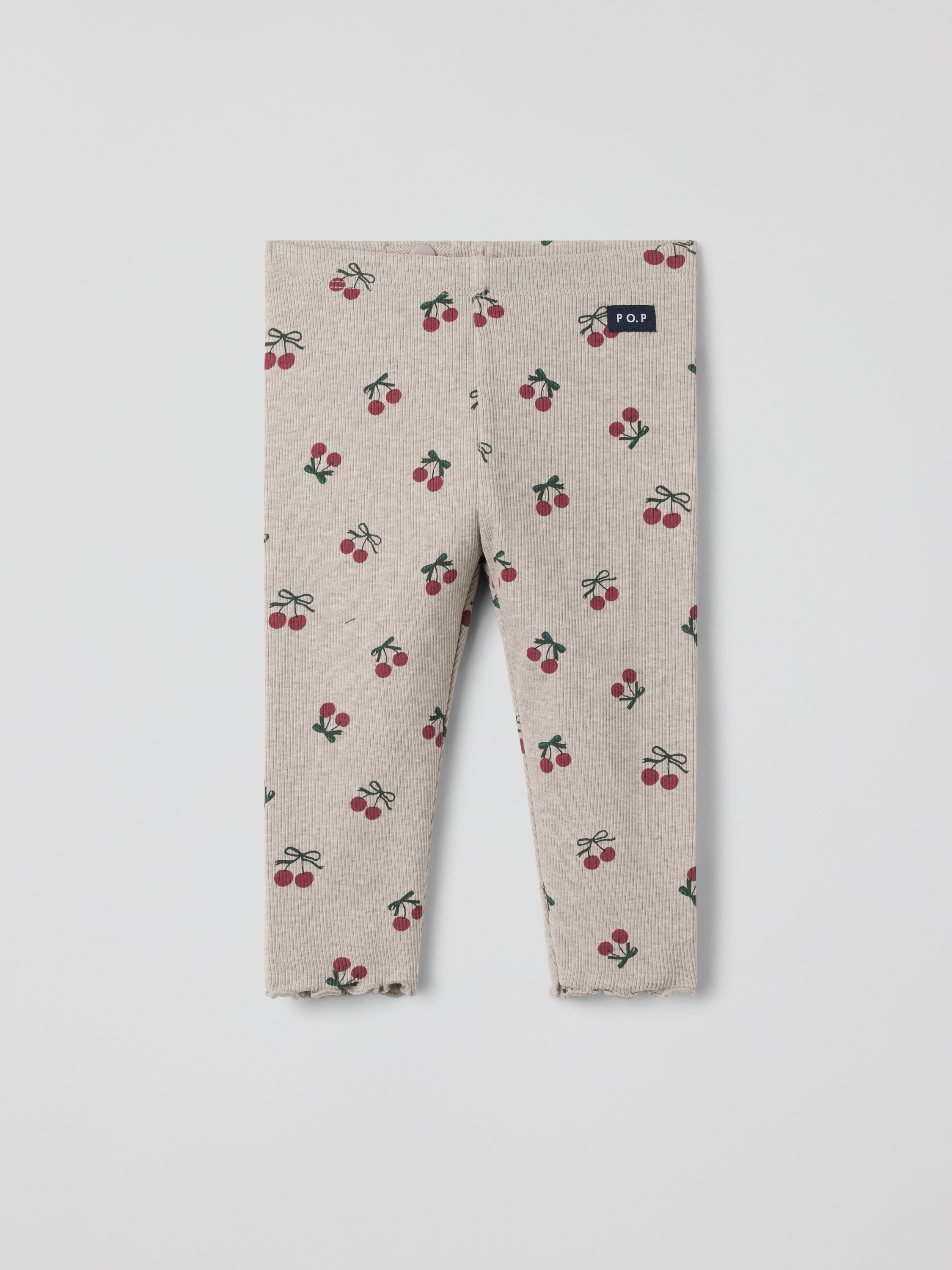 Ribbestrikkede tights Kirsebær