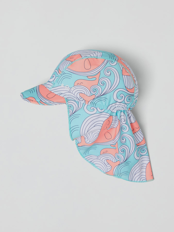 UV-caps med nakkebeskyttelse hvaler UV-caps med nakkebeskyttelse hvaler