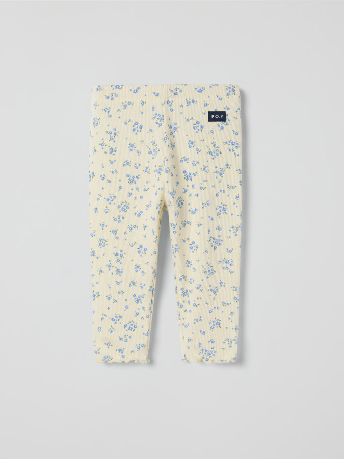 Ribbede leggings blomstrete Ribbede leggings blomstrete