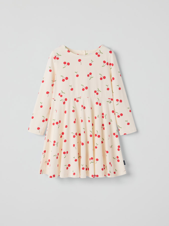 Langermet snurrekjole kirsebær Langermet snurrekjole kirsebær